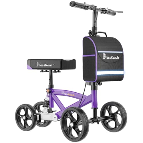 BlessReach Steerable Knee Walker Deluxe Medical Scooter for Foot Injuries Compact Crutches, with...