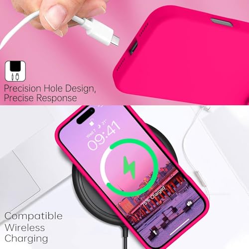 Image of Back Cover Compatible with iPhone 17 Pro Max Case Liquid Silicone Full Protection Shock Proof Back Cover for iPhone 17 Pro Max (Hot Pink)