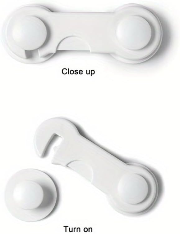 12pcs Premium White Cabinet Door Locks - Safety Locks for Drawer, Cupboards,Fridge, Oven, Closet, Pantry-Adhesive, Easy Installation