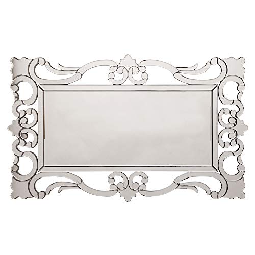 Image of Howard Elliott Collection Large Rebecca Rectangular Venetian Wall Hanging Mirror, Antique Accent Design with Mirrored Frame, Wall Mirror for Home, Living Room, Entryway and Bathroom, 47 x 29 Inch