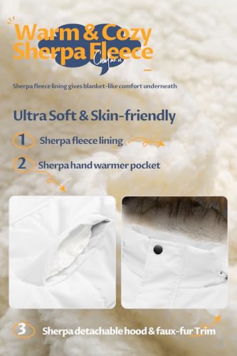 Image of CREATMO US Boy's Sherpa Long Parka Winter Coat Thicken Water Repellent Puffer Jacket With Removable Faux Fur Hood
