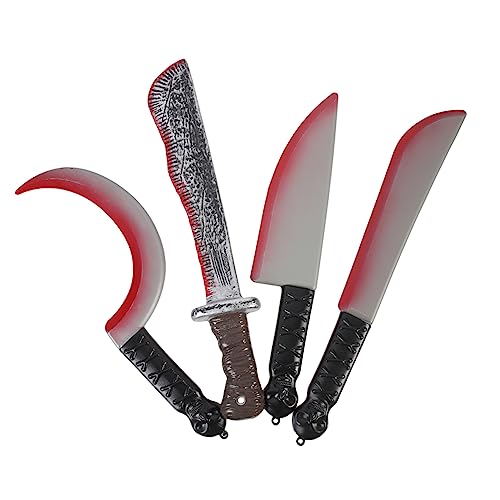 Vaguelly 4 Pièces Couteaux Plastique pour Halloween Accessoires de Fête Décorations et Accessoires Horreur pour Pranks et Costumes