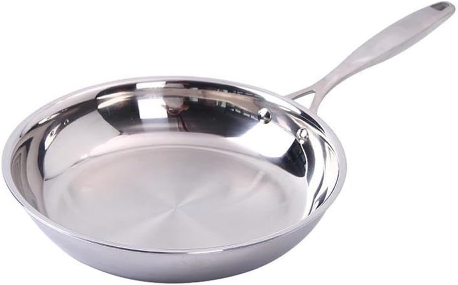 Household 304 Stainless Steel Frying Pan with No Lampblack Non-stick Without Coating
