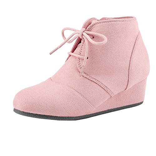 DREAM PAIRS Little Kid Tomson-K Pink Girl's Low Wedge Heel Booties Shoes - 3 M US Little Kid