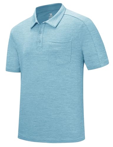 Image of Rdruko Men's Polo Shirts Short Sleeve Quick Dry Outdoor Golf Sports Shirts with Pocket