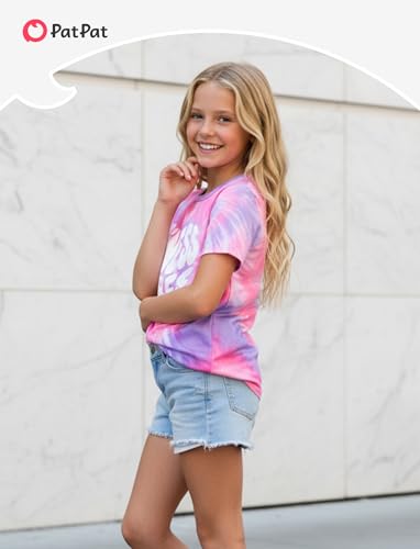 Image of PATPAT Girls Crewneck Short Sleeve Graphic Tees Animal Print Shirts Cute Summer Outfits 5-12 Years