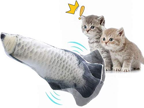 Ulalaza Electric Flopping Moving Fish Cat Toy Realistic Flopping Wiggle Fish Catnip Toys Funny Interactive Pets Chew Bite Kick Supplies for Cat Kitten Kitty