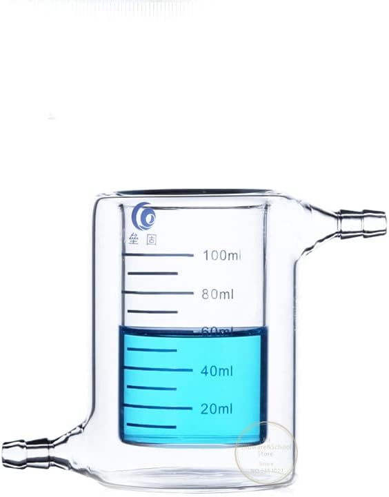 1PCS 50ml to 1000ml Borosilicate Glass Double Layer Beaker, Laboratory Jacketed Beaker for Photocatalytic Experiment (Size : 1000ml)