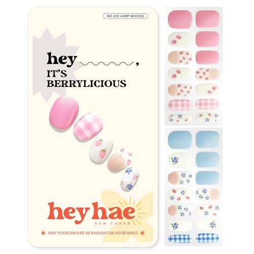 Heyhae Semi Cured Gel Nail Strips | No LED Lamp Needed | Summer, ...