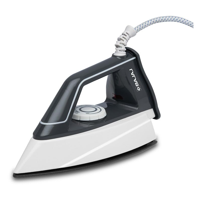 BAJAJ Herculo Heavy Weight Dry Iron,1100 Watts,Duraglide Soleplate,Anti-Bacterial & Non-Stick Coating,360 Degree Swivel Cord, 2-Yrs Warranty Black & Grey, Aluminium (DX-14 750W Dry Iron, 750W)