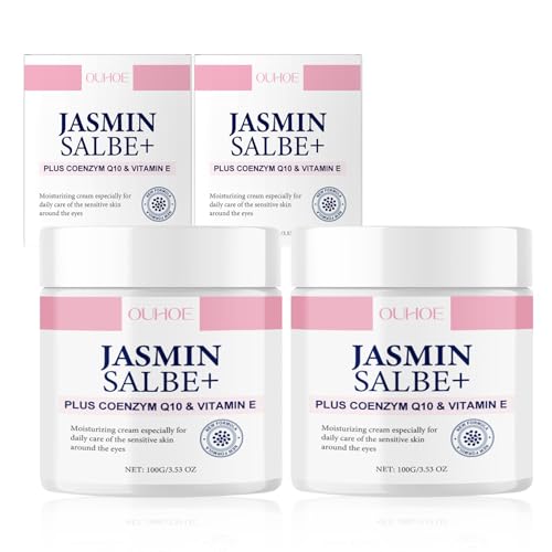 2 Stück Jasminsalbe Augenringe Jasmin Salbe Augen mit Collagen Aktiv Jasminsalbe und Aloe Vera Jasmin Creme Augencreme Gegen Tränensäcke Gegen Falten Schlupflider und Augenringe