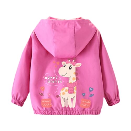 Girls Animal Print Jacket Hooded Zipper Long Sleeve Outerwear 𝗖artoon 𝗪aterproof Coat for Toddler Baby Girls
