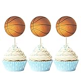Gyufise Paquete de 36 adornos para cupcakes de baloncesto, diseño de estrella, para fiestas de cumpleaños, decoración de pasteles