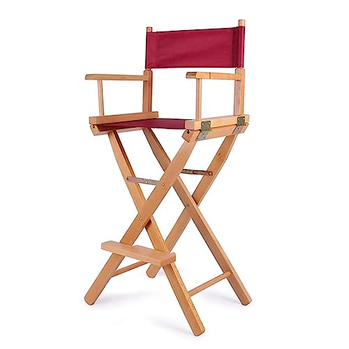 Silla de director plegable portátil de madera, silla de director de madera, silla de maquillaje roja, silla de director ligera para artistas, uso en exteriores e interiores
