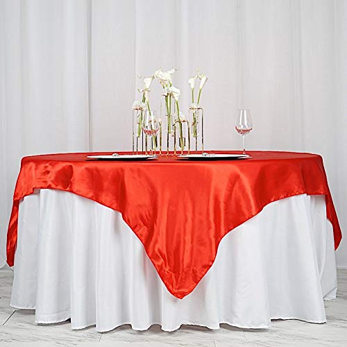 Balsacircle 5 Pcs 72X72 Inch Red Square Tablecloth Satin Table Overlays Linens For Wedding Table Cloth Party Reception Events Kitchen Dining #TOP5