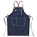 fayengan Delantal De Vaquero Hosteleria Ajustable, Delantal Barbero Profesional Vintage Hombres Y Mujeres con Bolsillos Grandes, Delantal Vaquero Camarer Ropa De Trabajo Delantal Peluquero