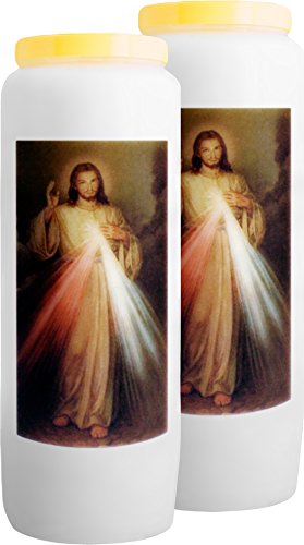 Lot de 2 Bougies Neuvaines - Le Christ Miséricordieux - brûle 9 Jours / 100% végétale Cover