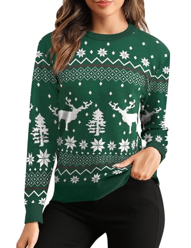 LecGee Christmas Sweater Couple Roundneck Reindeer Snowflakes Ugly Long Sleeve Knitted Sweater Pullover Slim Fit Men Women4