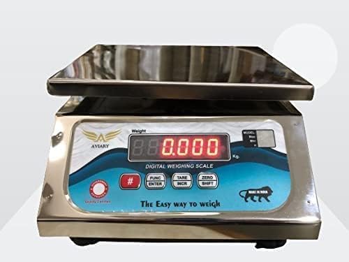 Aves Weighing 10Kg x 1g Digital Retail Counter Weighing Machine Pan Size 7 X 9 inches With Double Display (Stainless Steel)