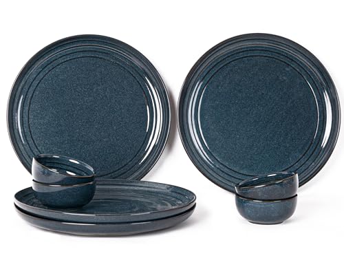 Image of Bodhi House Handcrafted Chip Resistance Porcelain Dinner Set, 8 Pieces Serving for 4, Microwave and Dishwasher Safe, Bone-ash Free, Crockery Set for Dining and Gifting, Sapphire Blue