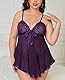MINTLIMIT Sexy Unterwäsche Für Damen Große Größen Reizwäsche V-Ausschnitt Spitze Nachtkleid Dessous Pailletten，Purple，5XL