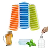 Lily's Home Silicone Narrow Ice Stick Cube Trays with Easy Push and Pop Out Material, Ideal for Sports and Water Bottles, Assorted Bright Colors (11.81" x 4.61" x 0.75", Set of 3)