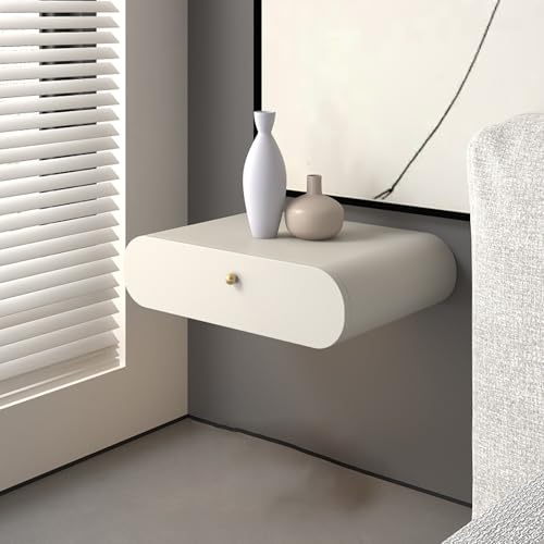 Mesita de noche flotante con cajones, moderna mesita de noche de madera para almacenamiento en el hogar y la oficina