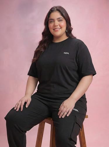 Image of Kepa Plus Size Summer Co Ord Set for Women | Top and Lower Set with Stretchable Waistband | Stylish Airport Outfit for Women | Western Track Suit Co-Ord Set for Casual Wear