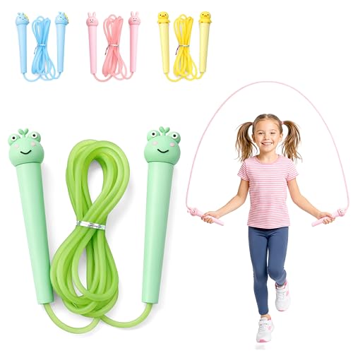 Image of 6.5 ft Animal Design Skipping Rope Toy for Kids with Soft Grip Handles - Indoor and Outdoor Adjustable PVC Jump Rope for Exercise and Fitness Play - Color and Design As Per Stock