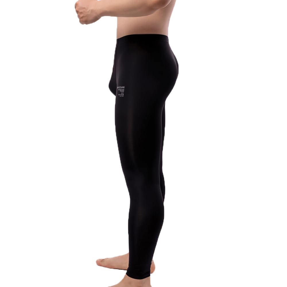 Leggings transparentes de seda de hielo para hombre, ropa interior, pantalones elásticos de tiro bajo, pantalones largos