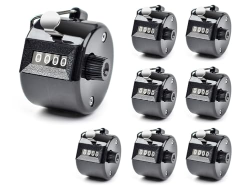 Hitopin Contatore Clicker Metallico, 8 Pezzi Mano Contatori di Conteggio, 4 Cifre Contatore Meccanico Clicker, Metallo Mano Contatori di Conteggio, per Sport, Golf, Allenatore, Scuola, Eventi, Contare