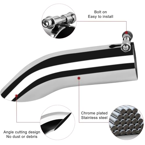 Image of 2.25 inchInlet Turn Down Exhaust Tip, 2.25 inch Outlet 9 inch Length Polished