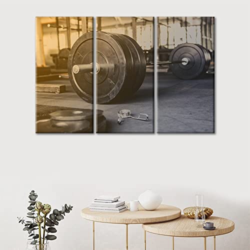 Tumovo 3 Pieces Sports Canvas Wall Art Weightlifting Bodybuilding Wall Paintings Contemporary Artwork Home Gym Decorations Inspirational Canvas Art Stretched Framed Ready To Hang, 36" Wx24 H #TOP1
