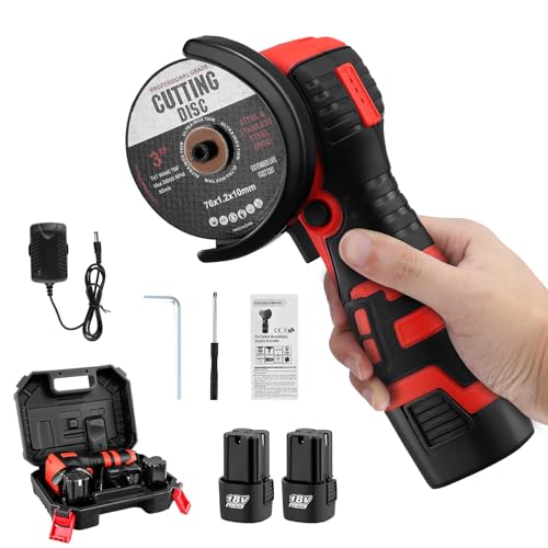 Cordless Angle Grinder 19500RPM, Mini Grinder with 2x2000mAh Batteries