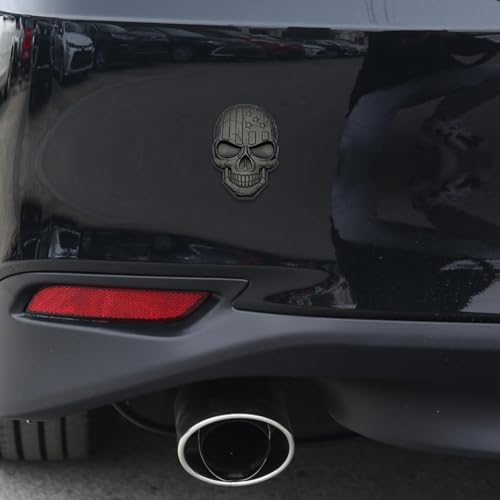 4 calcomanías de calavera 3D y emblemas de esqueleto negro para coche 7