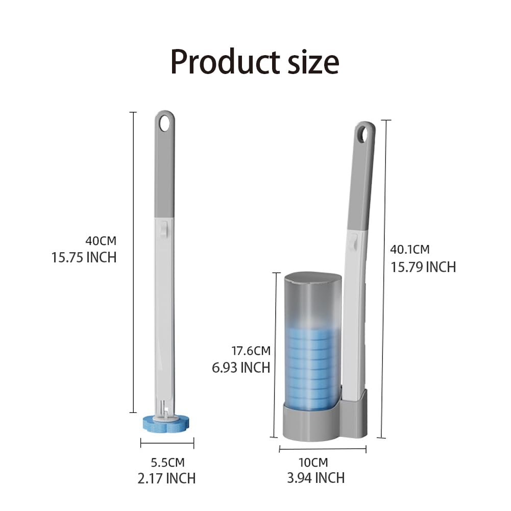 Juego de fregadero, cepillo de inodoro y recambios de limpieza profunda, sistema de limpieza de baño para fregadero, bañera, lavabo (gris)