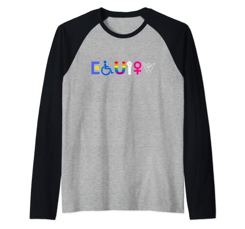 "EQUITY" uguali diritti LGBTQ Ally Unity Pride Feminista Maglia con Maniche Raglan