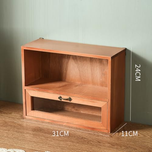 Gabinete de cosméticos de madera vintage organizador retro funcional para baño 2