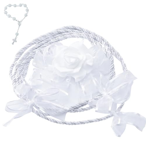 Wedding Lasso - Wedding Lasso Rope Catholicism Christian Wedding Ceremony,with 2 Pcs Prayer Beads?Bride and Groom Wedding Gift (White)