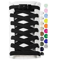 Stepace 2 Pairs Elastic Shoe Laces for Sneakers No Tie Shoelaces for Adults and Kids 8mm Wide Stretch Tieless Shoestrings for Running Shoes One Size Fit All Black 120