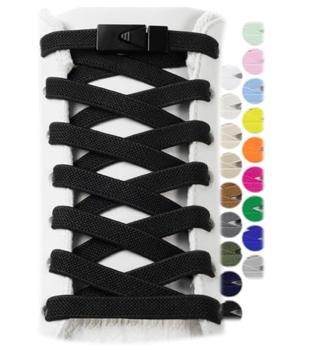 Stepace 2 Pares de Cordones Elásticos Deportivos Sin Lazo Para Adultos y Niños 8mm de Ancho Talla Única Negro 120