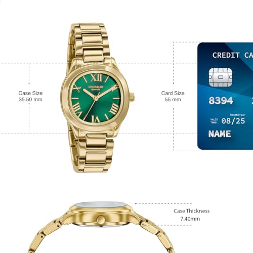 Image of Sonata Poze 8 Quartz Analog with Green Dial IPG Alloy Strap Watch for Women - SP80162YM01W