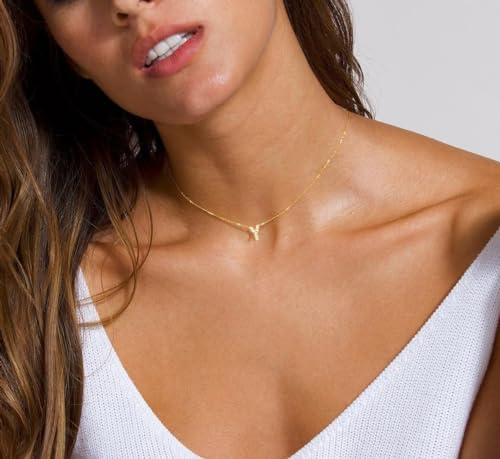 Initial Heart Necklaces for Women - Dainty Cute Necklace Small Layered 14K Gold Plated A-Z Letter CZ Pendant Trendy Satellite Chain Necklaces for Women Non Tarnish Gold Jewelry Set Gift
