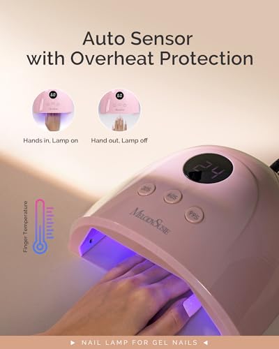Image of MelodySusie Compact Advanced UV LED Nail Lamp, P-Plus30F Nail Dryer with 3 Timers & Smart Sensor Cures All Gels, Especially Rhinestone Glue, Solid & Liner Gel Polishes for Advanced DIY at Home Pink