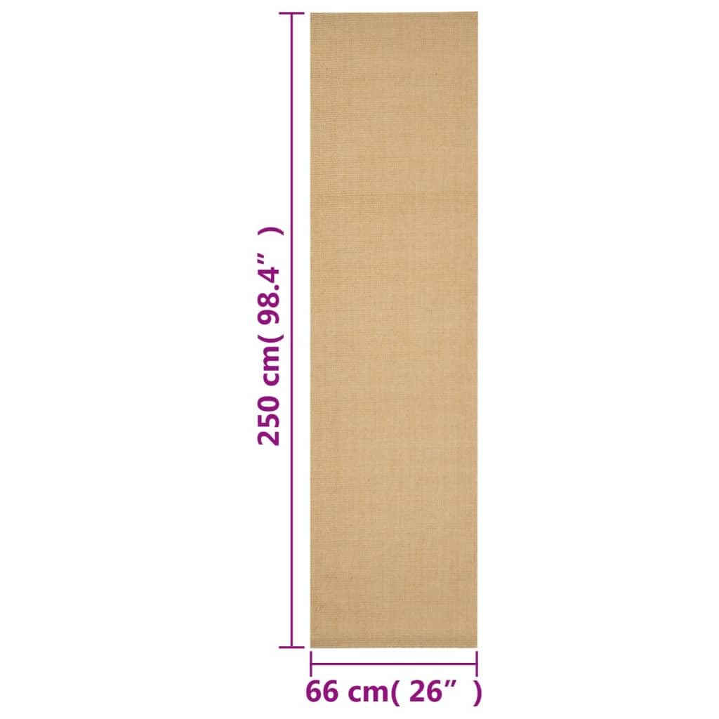 vidaXL Tapis Moquette de Sol Tapis de Plancher Tapis de Sol Moquette de Salon Salle de Séjour Maison Intérieur Sisal Naturel 66x250 cm