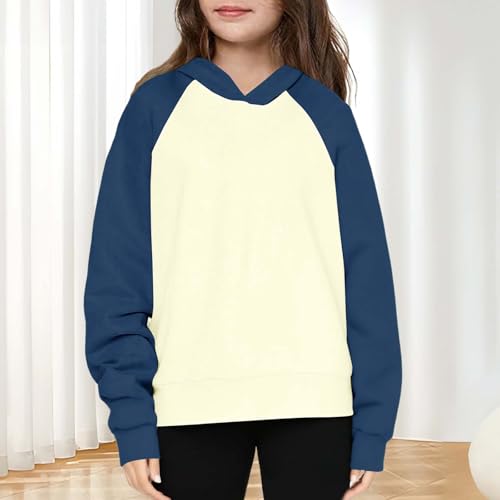 Girls Long Sleeve Hoodie Boys Casual Crewneck Cute Pullover Tops Kids Lightweight Color Block Sweatshirt 4-12 Y2