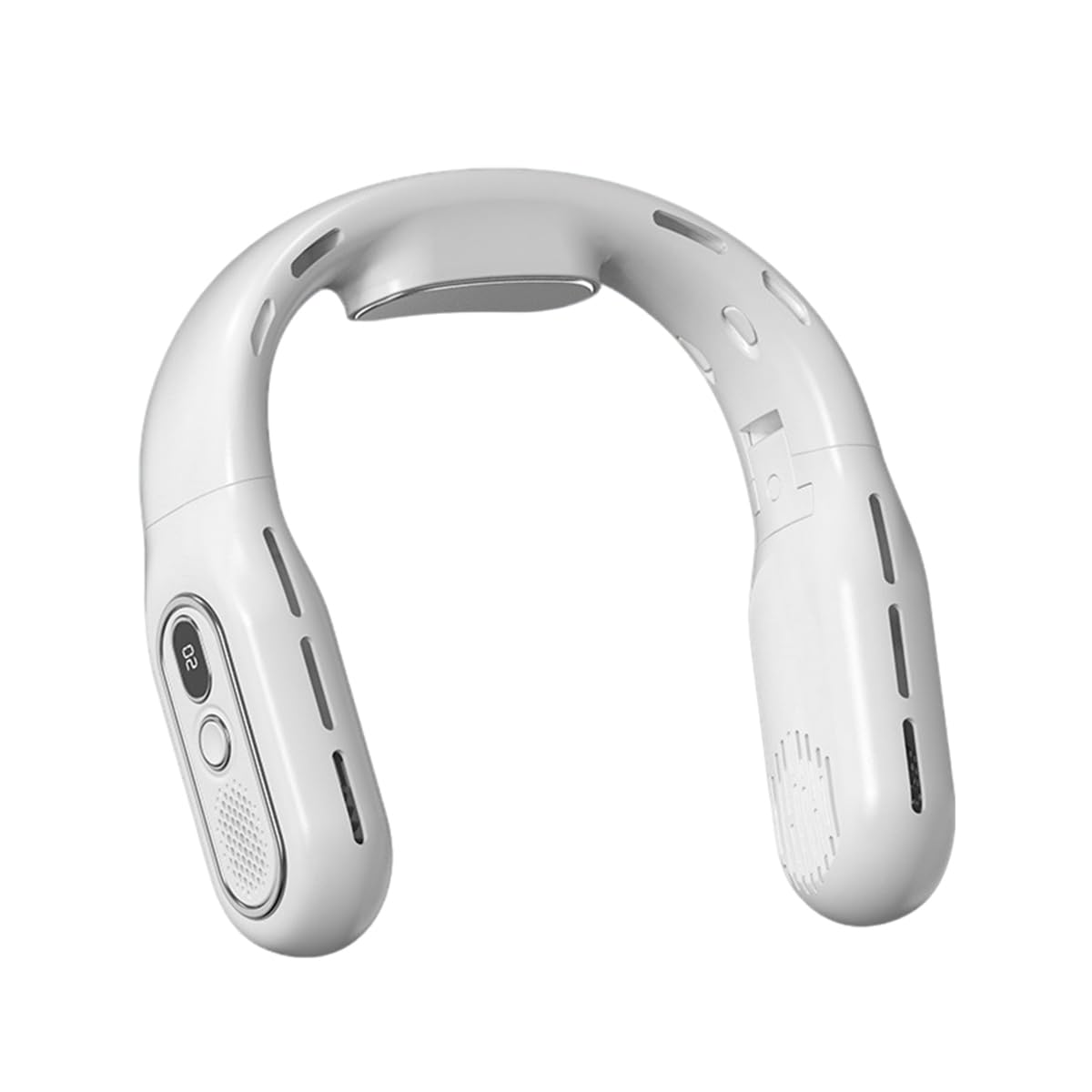 Portable Neck Fan - 360° Cooling Airflow Rechargeable Fold Hands-Free Wearable Bladeless Fan with LED Display | 3 Speeds | Personal Cooling Fan for Travel, Outdoors, Camping (White)
