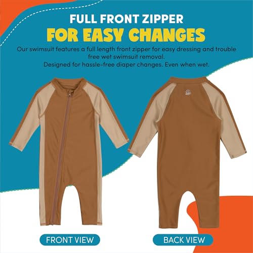 Image of SwimZip UPF50+ Boys Swim Shirt, Long Sleeve One Piece Kids Sunsuit