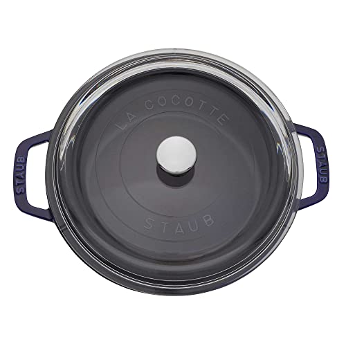 Image of Staub Cast Iron 4-qt Round Cocotte with Glass Lid - Dark Blue