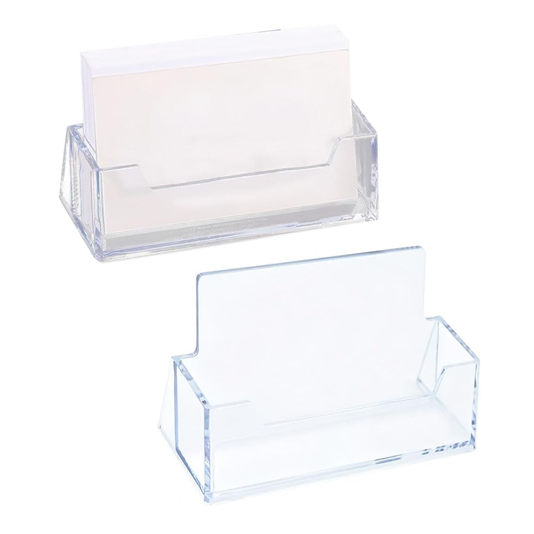 2 Pack Acrylic Business Card Stand, Display Holder for Offices, Home, School - Fits 30-50 Cards (Clear)